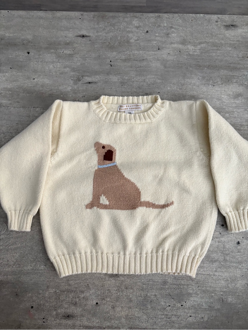 The Beaufort Bonnet Company Dog Sweater 3T Cream Cotton Knit Puppy Pullover